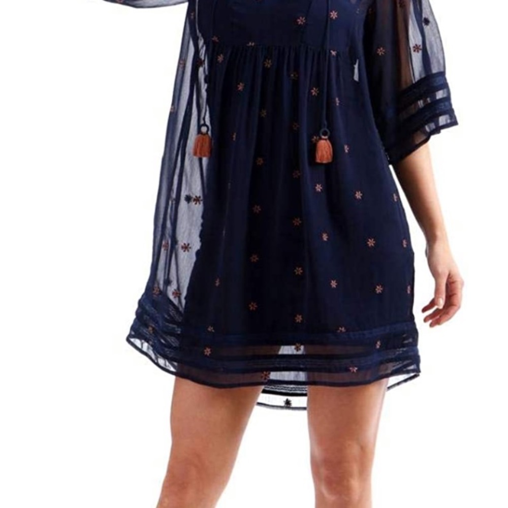 Lucky Brand Sheer Navy Dress NWT Size Large